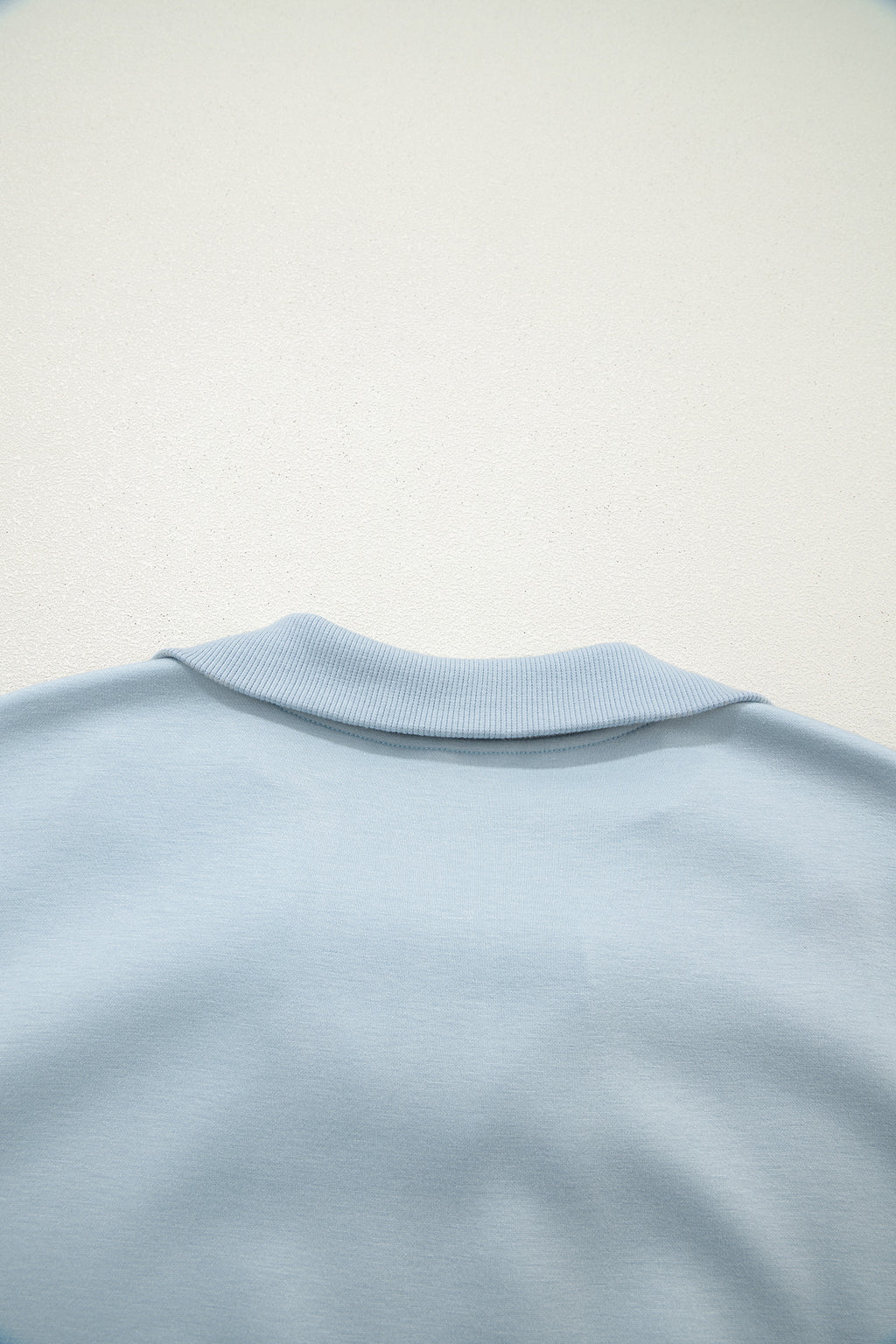 Light Grey Half Zip Polo Tee Casual Pant Set