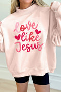 Light Pink love like Jesus Mock Neck Sweatshirt