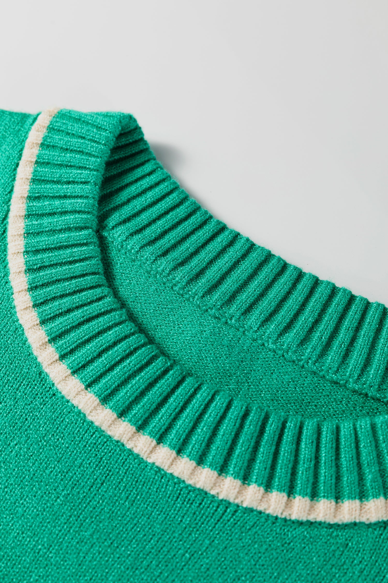 Sea Green Contrast Detail Drop Shoulder Baggy Sweater