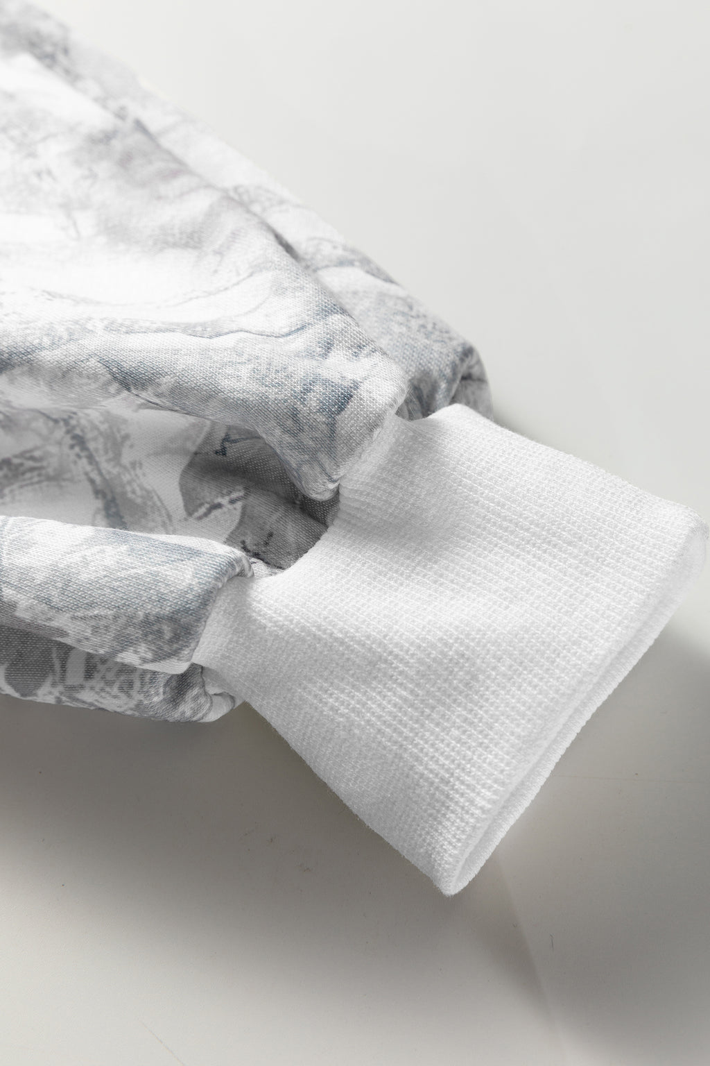 Light Grey Abstract Woodland Camo Print Baggy Pullover Drawstring Shorts Set