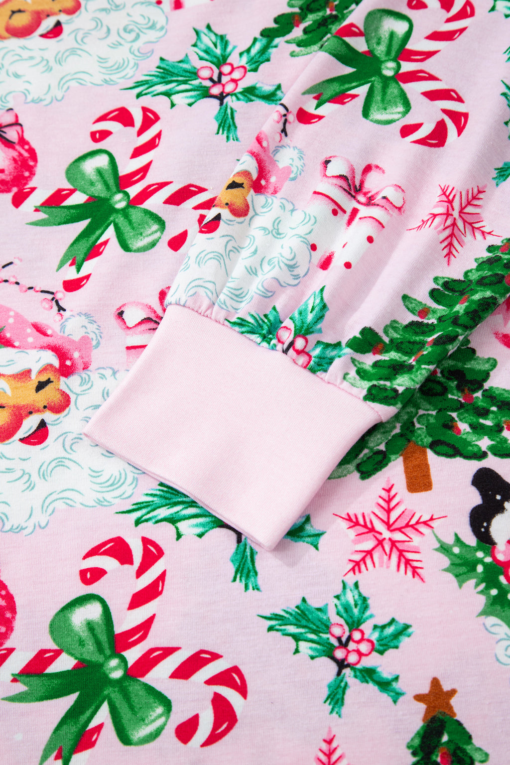 White Christmas Pattern Button V Neck Pullover Drawstring Pants 2pcs Lounge Set