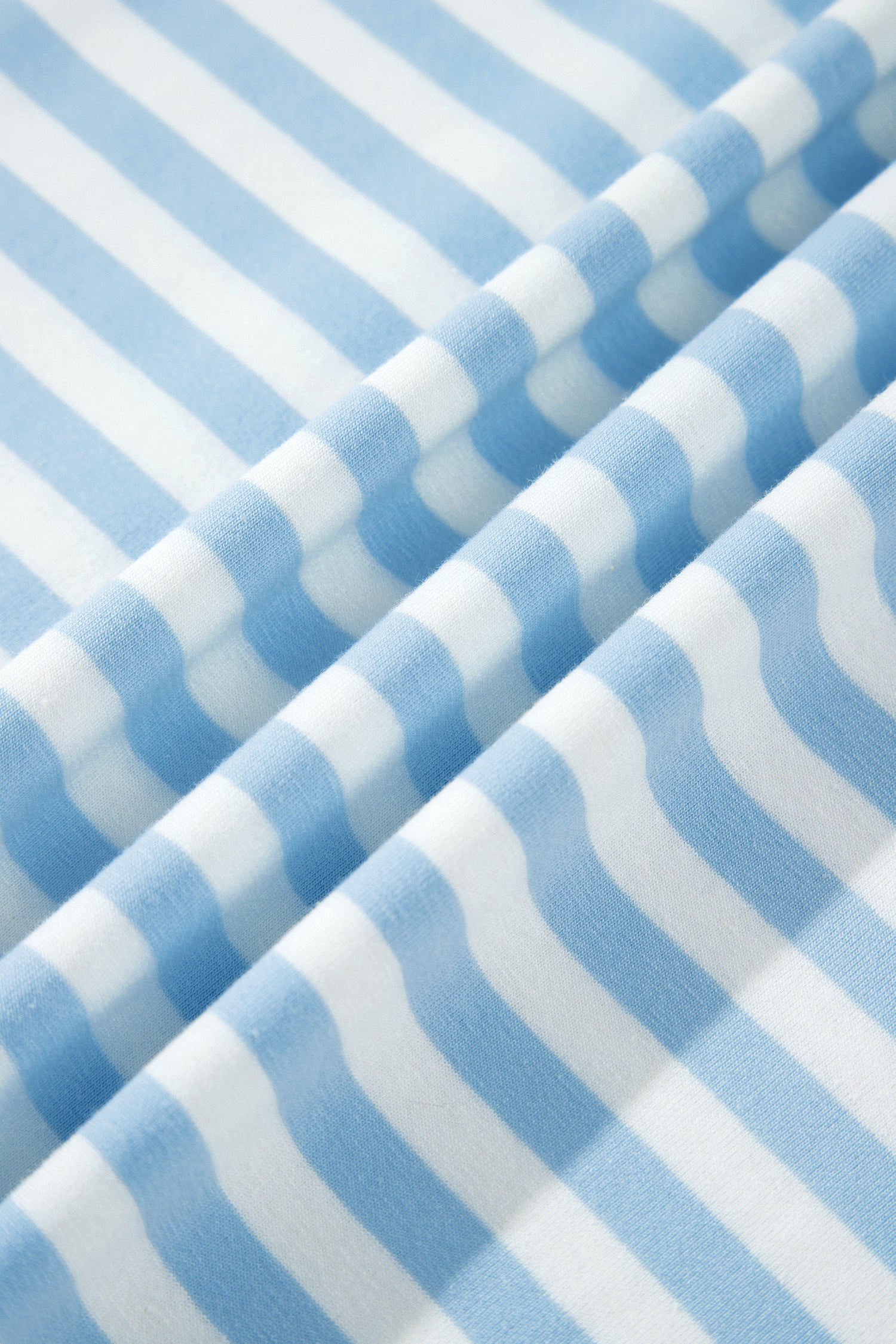 Sky Blue Stripe Slim Tank Contrast Ruffle Mini Skirt Set
