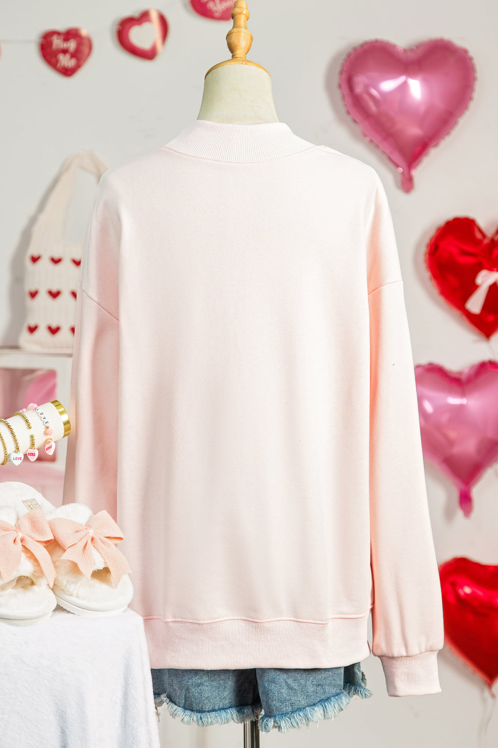 Light Pink love like Jesus Mock Neck Sweatshirt