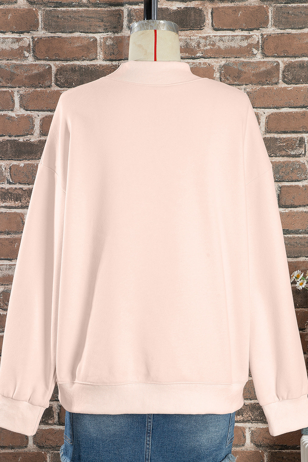 Apricot Pink He is Risen Floral Christian Easter Mock Neck Sweatshirt