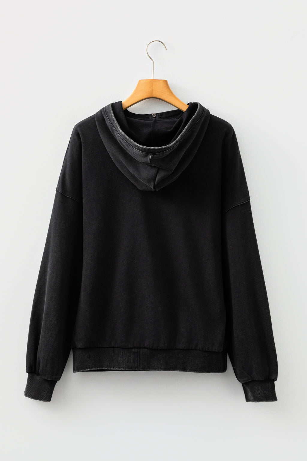 Ashleigh Blue Half Zip Kangaroo Pocket Mineral Wash Baggy Hoodie