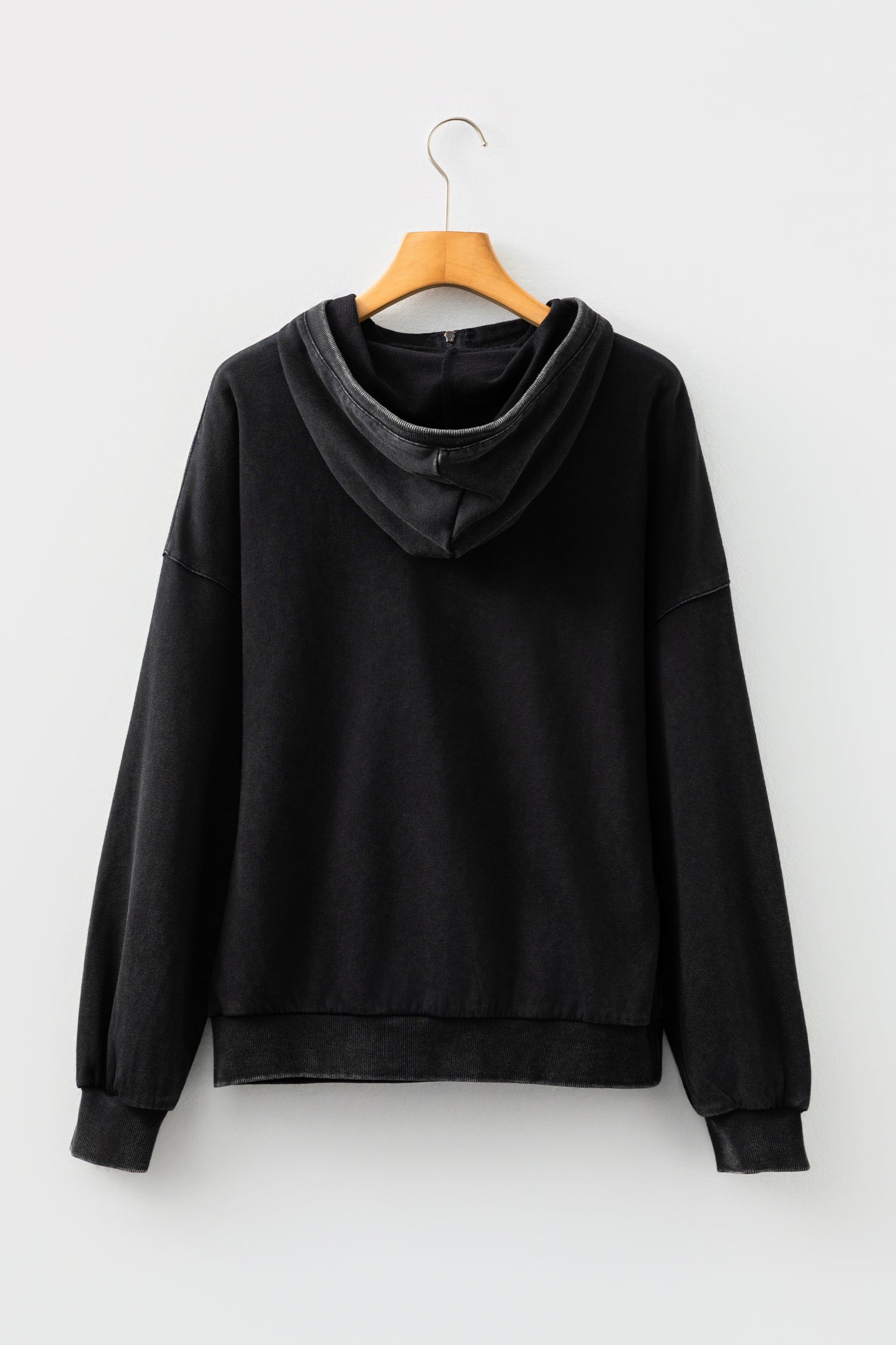 Ashleigh Blue Half Zip Kangaroo Pocket Mineral Wash Baggy Hoodie