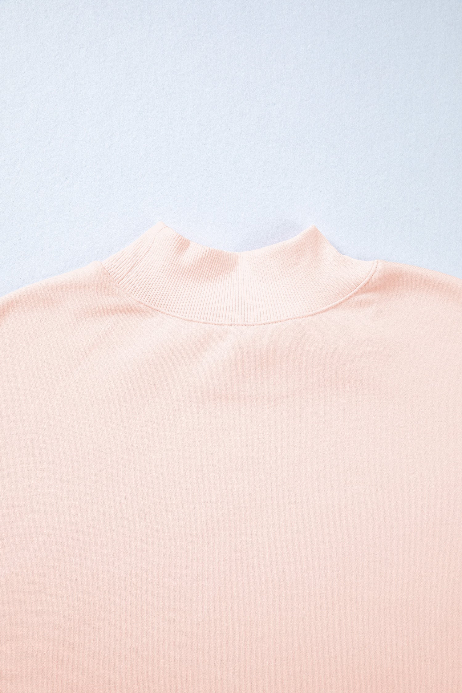 Light Pink Oversize Blessed Embroidered Mock Neck Sweatshirt