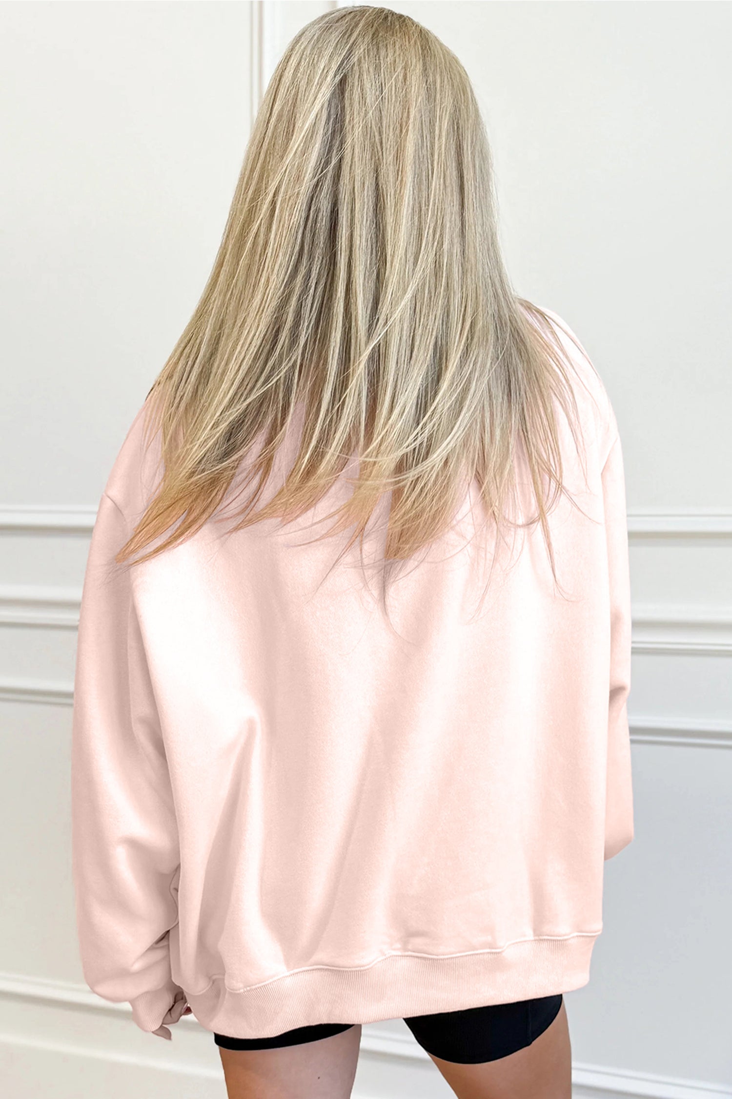 Apricot Pink Bubble Gum Bunny Chenille Patch Sweatshirt
