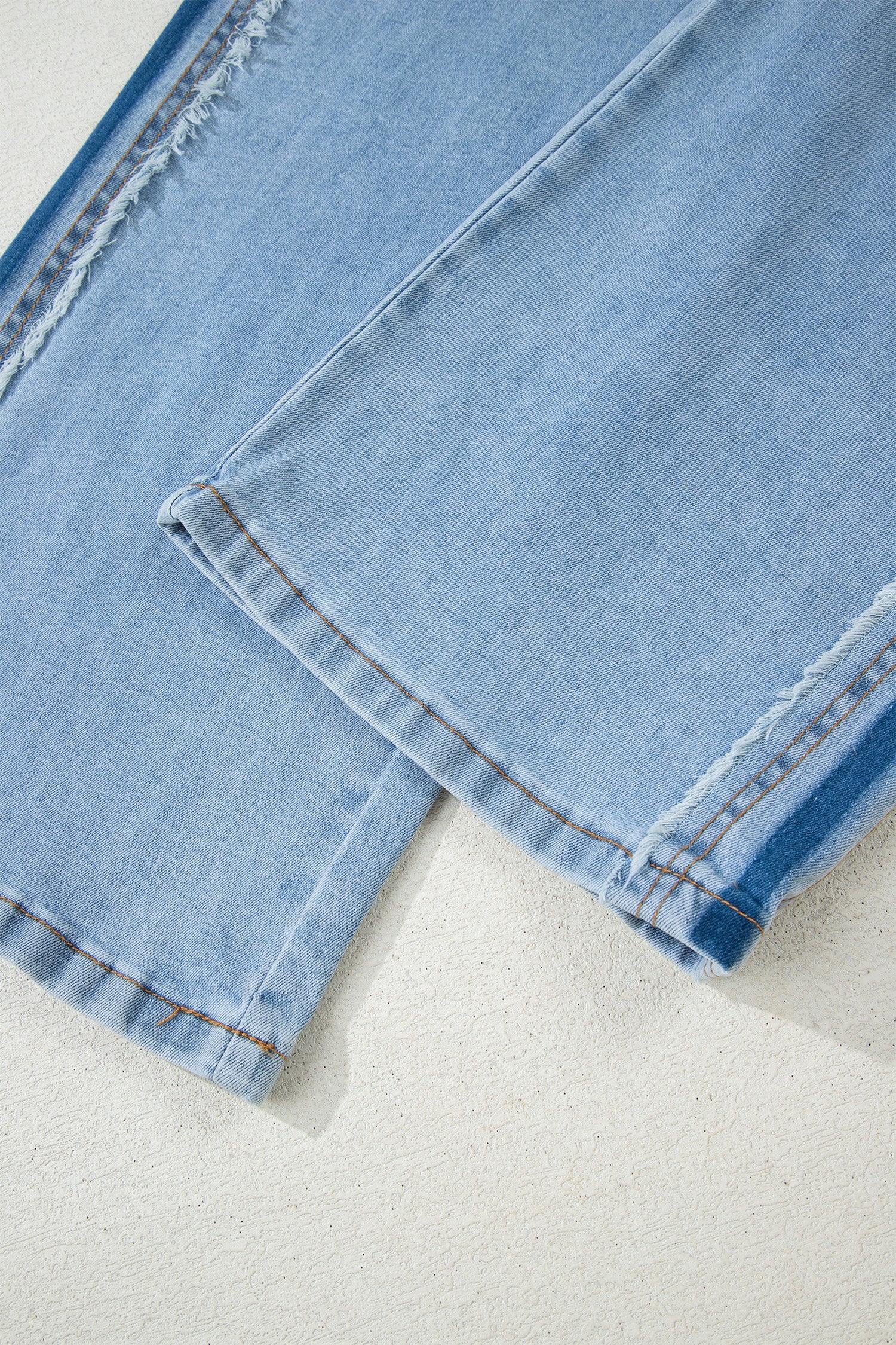 Beau Blue Contrast Stripe Frayed Side Panel Patchwork Shift Jeans