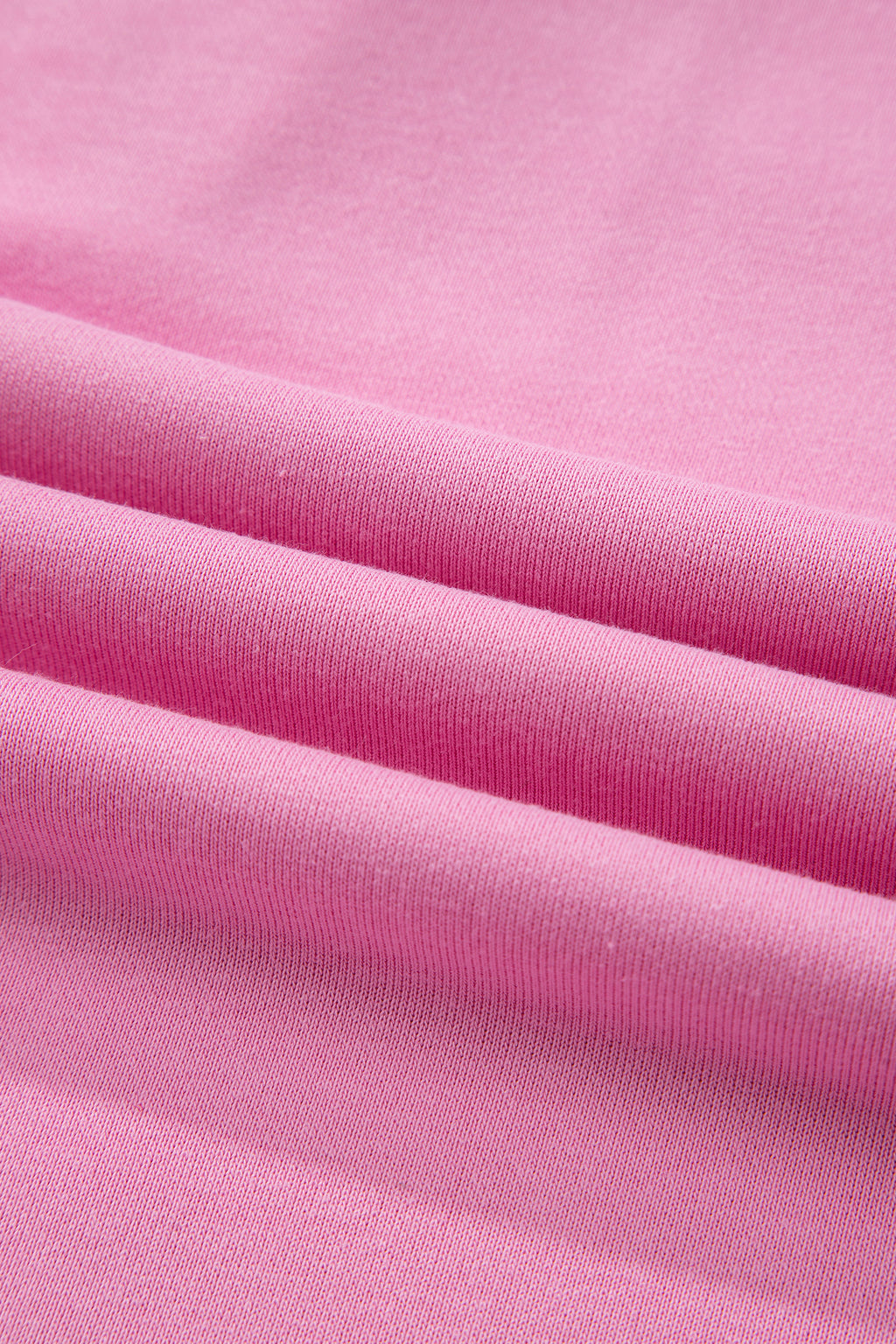 Bright Pink Polo Collar V Neck Pullover and Drawstring Sweatpants Set