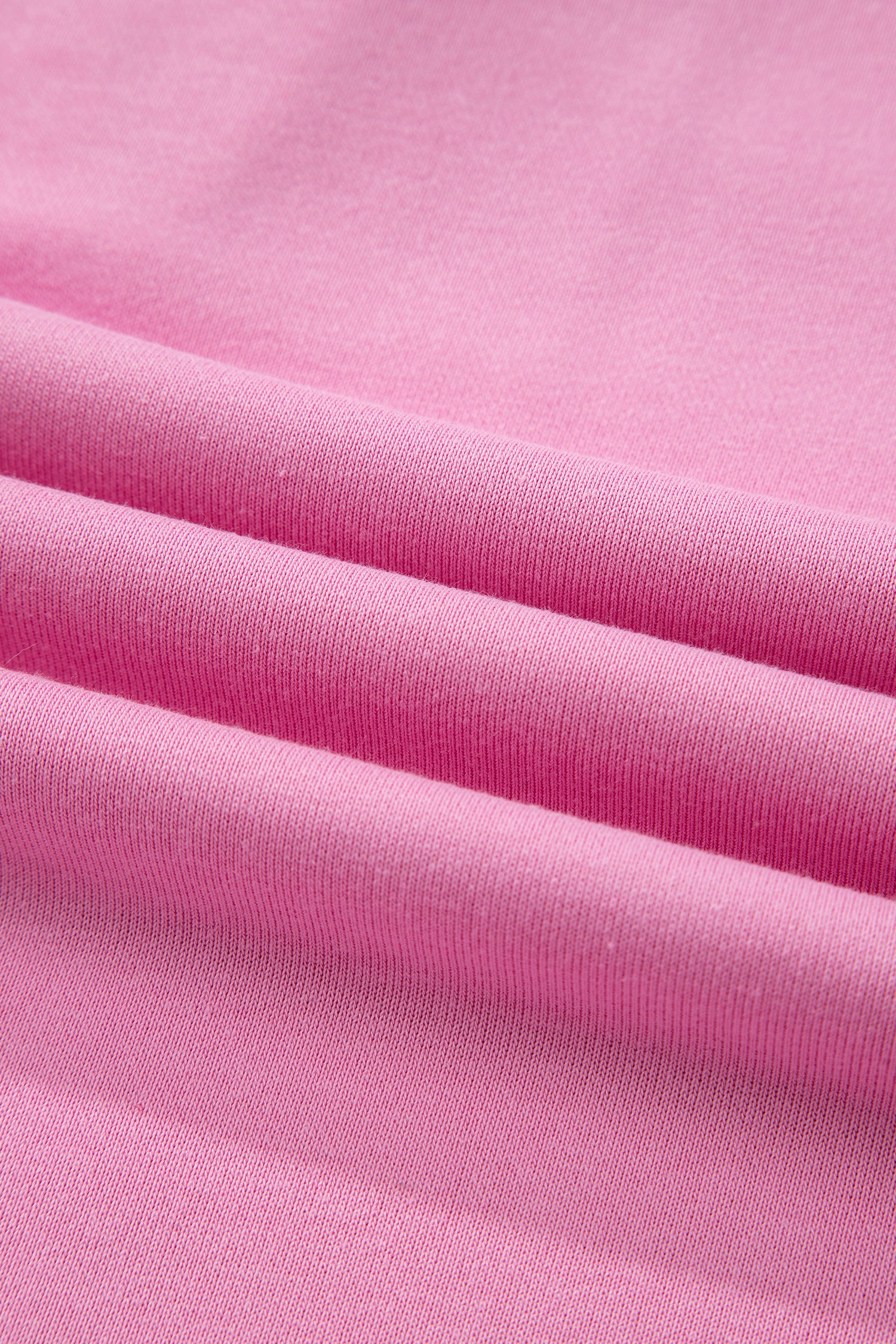 Bright Pink Polo Collar V Neck Pullover and Drawstring Sweatpants Set