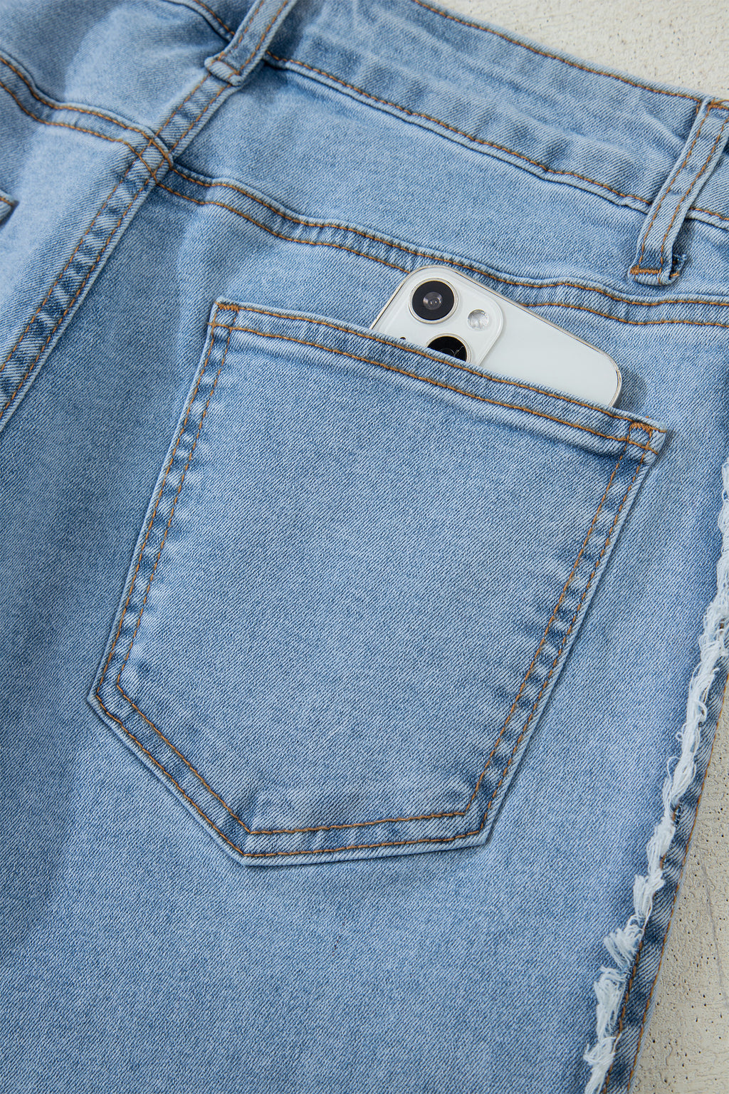 Beau Blue Contrast Stripe Frayed Side Panel Patchwork Shift Jeans