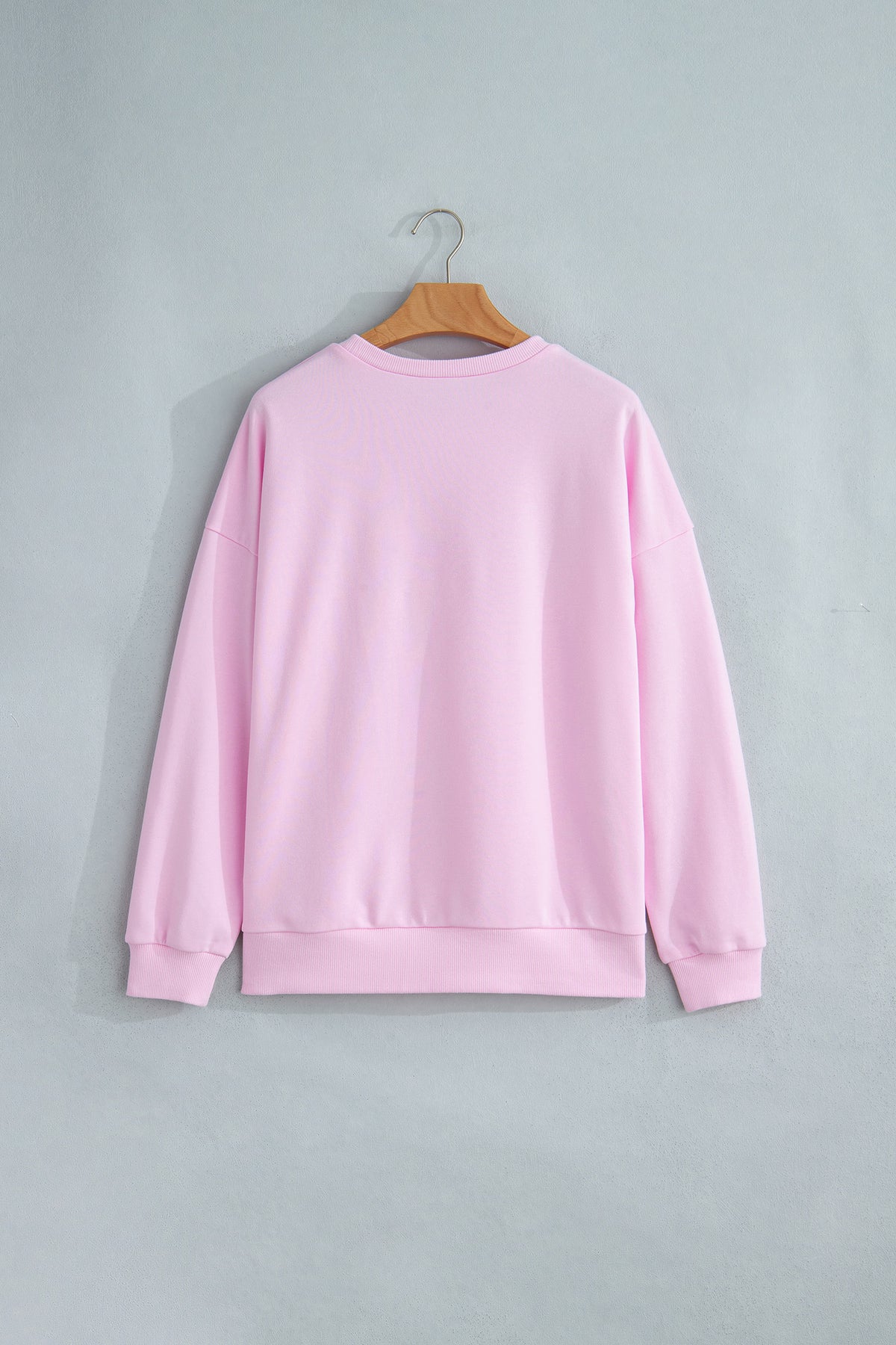 Pink Patchwork Stars Plaid Unique Floral Letters Baggy Sweatshirt