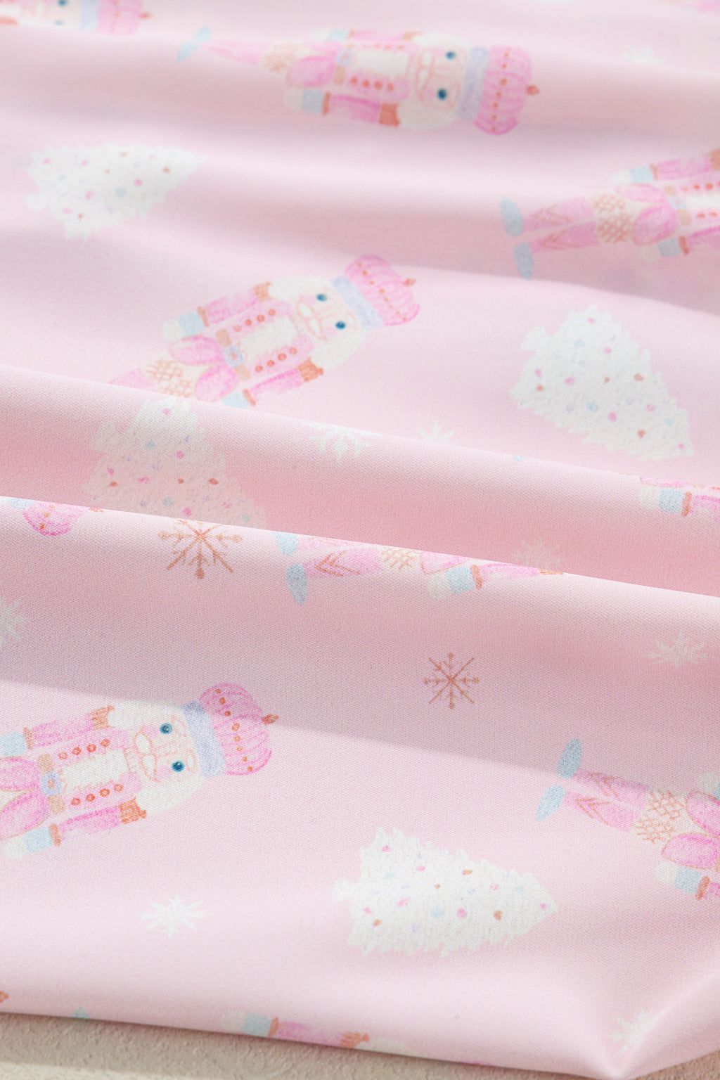 Pink Bow Tie Front Christmas Nutcracker Long Sleeve Shirt Shorts Pajama Set