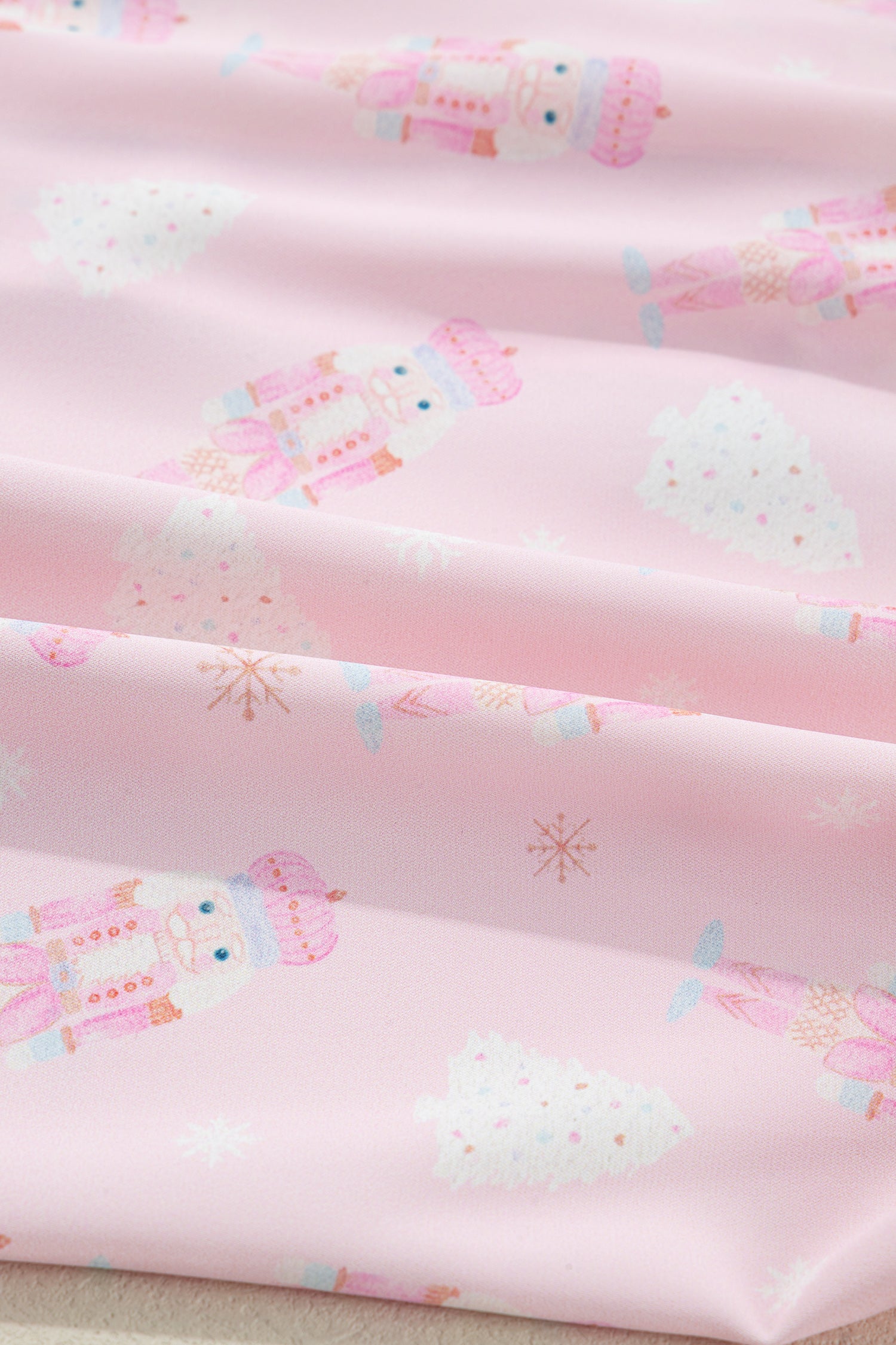 Pink Bow Tie Front Christmas Nutcracker Long Sleeve Shirt Shorts Pajama Set