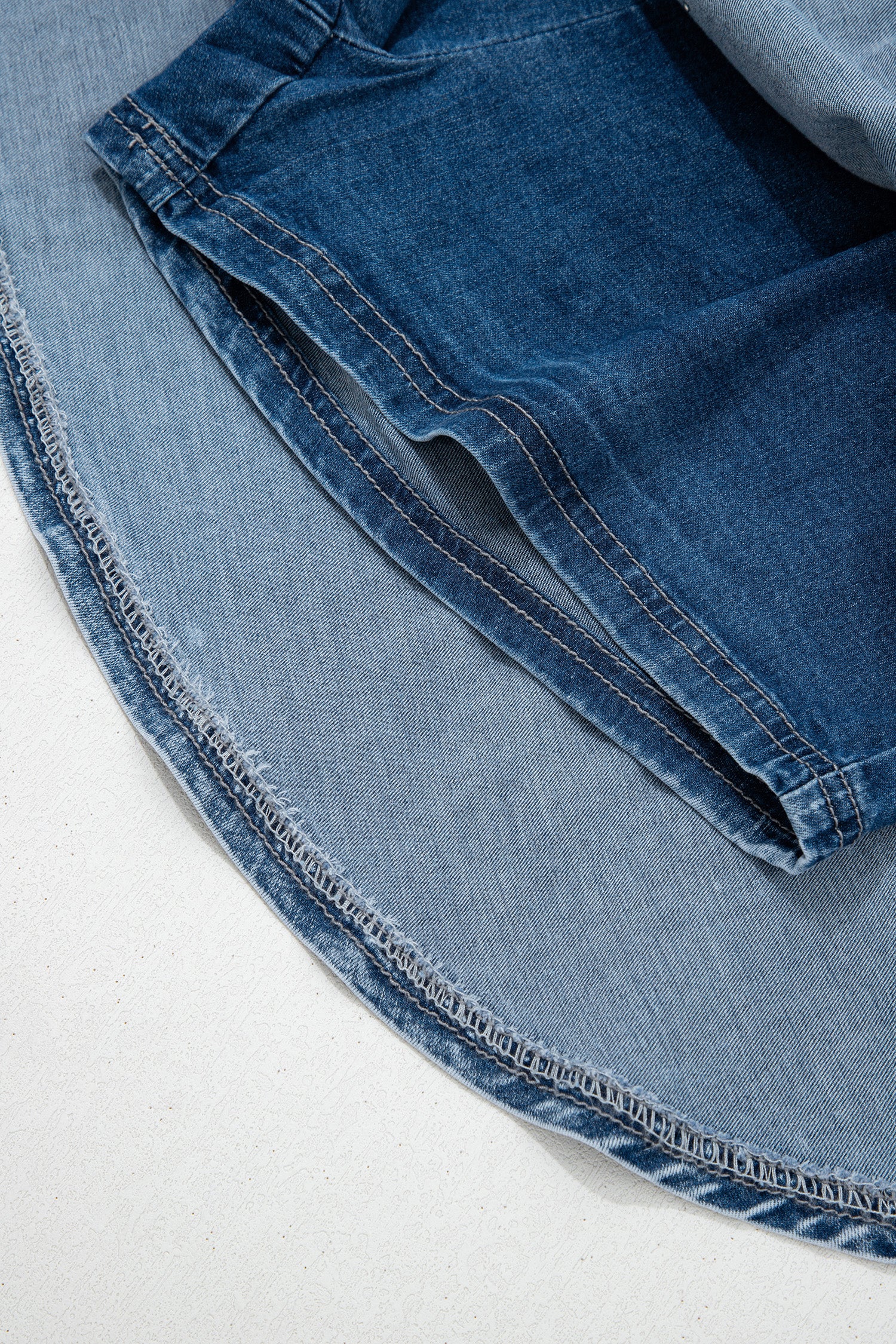 Ashleigh Blue Denim Pearl Embellished Elastic Waist Mini Skort