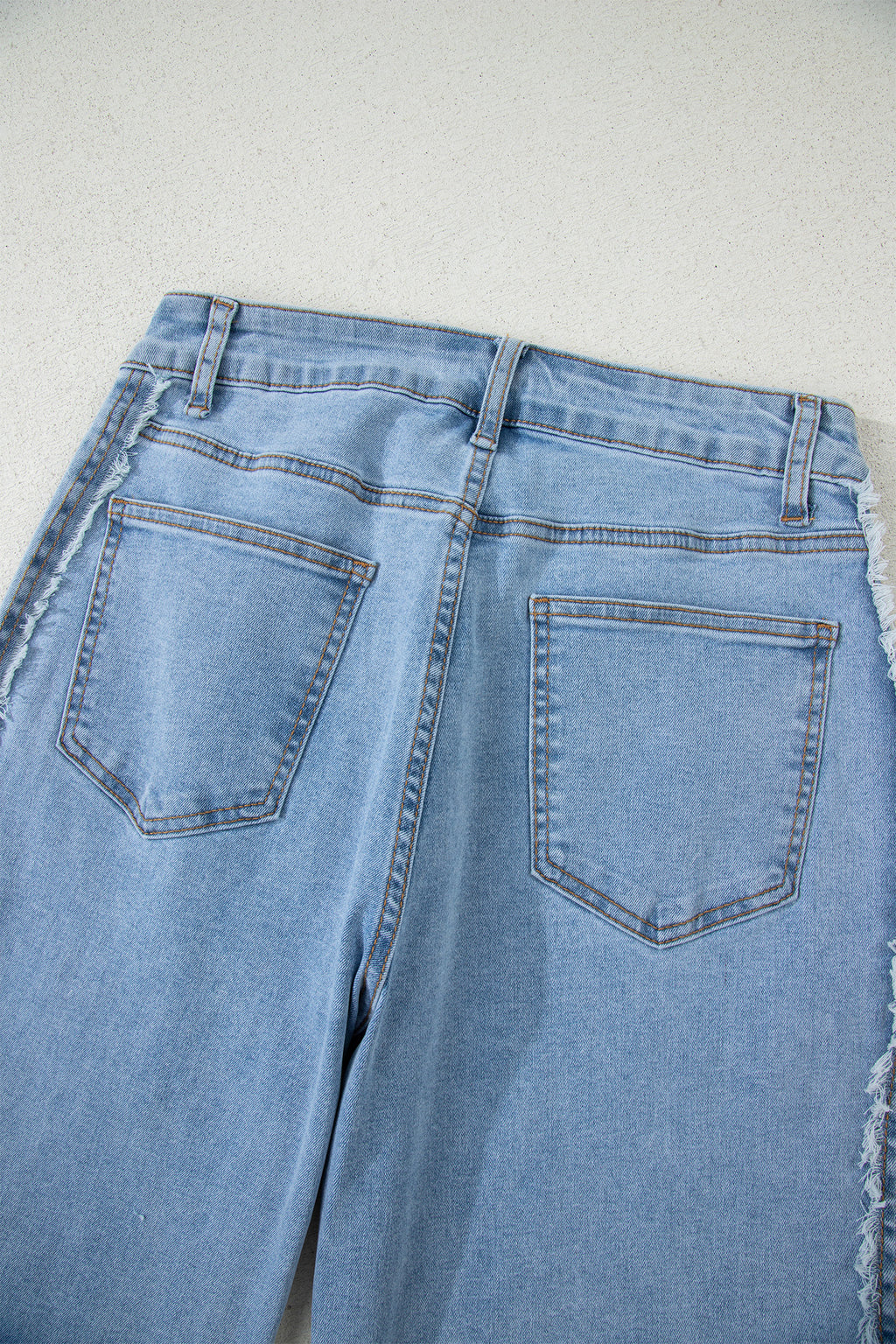 Beau Blue Contrast Stripe Frayed Side Panel Patchwork Shift Jeans