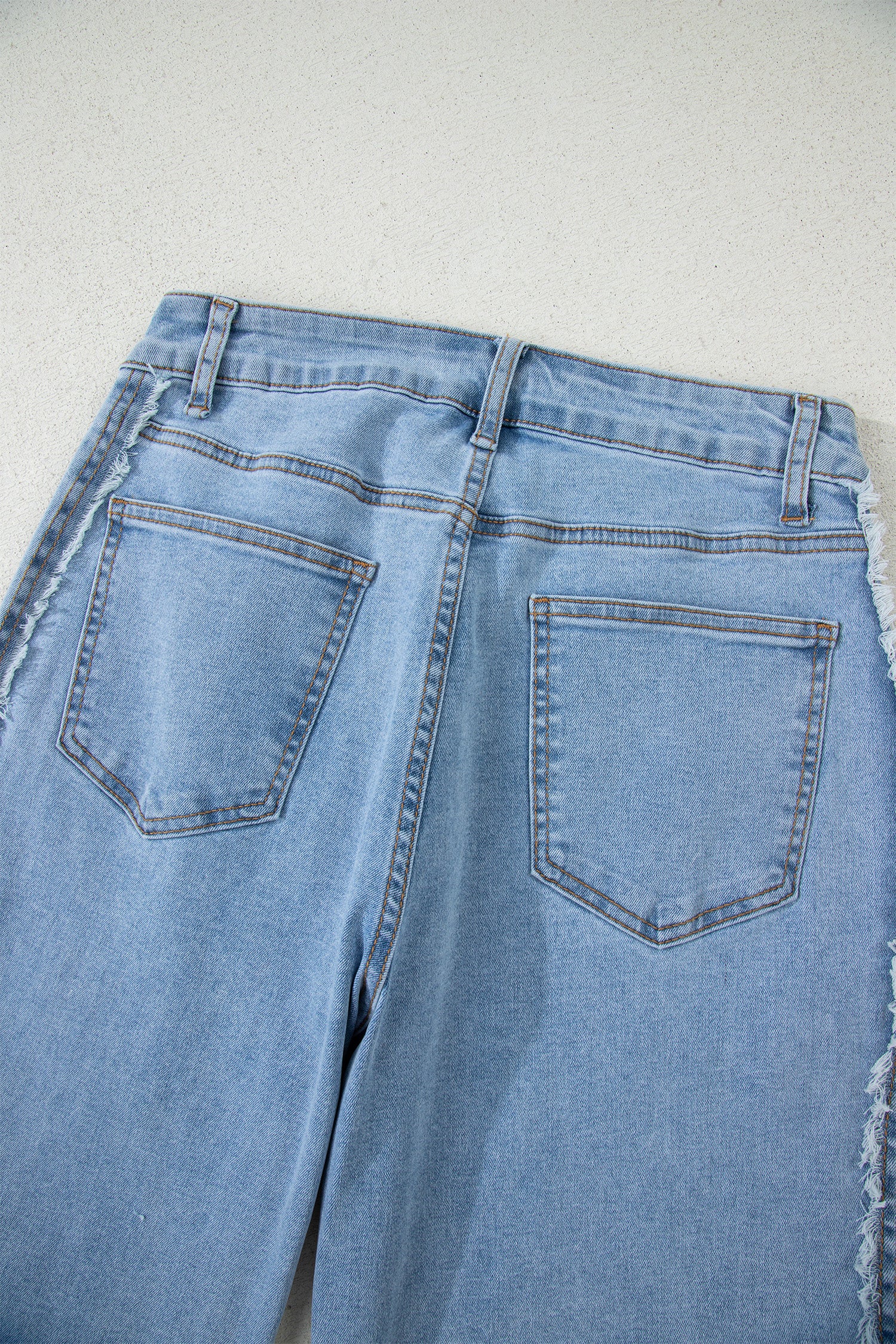 Beau Blue Contrast Stripe Frayed Side Panel Patchwork Shift Jeans