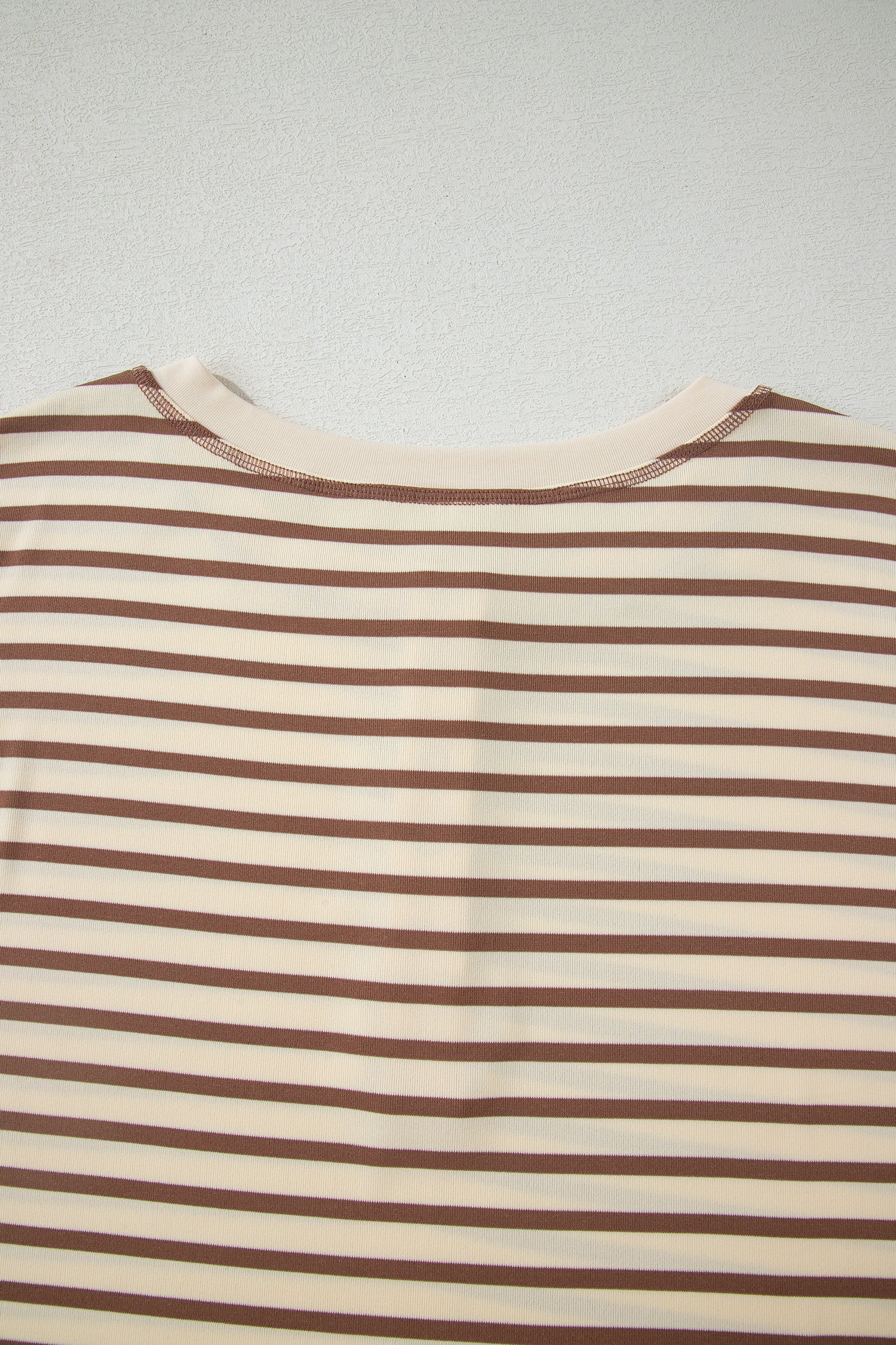 Brown Stripe Half Buttons Top and Shorts Set