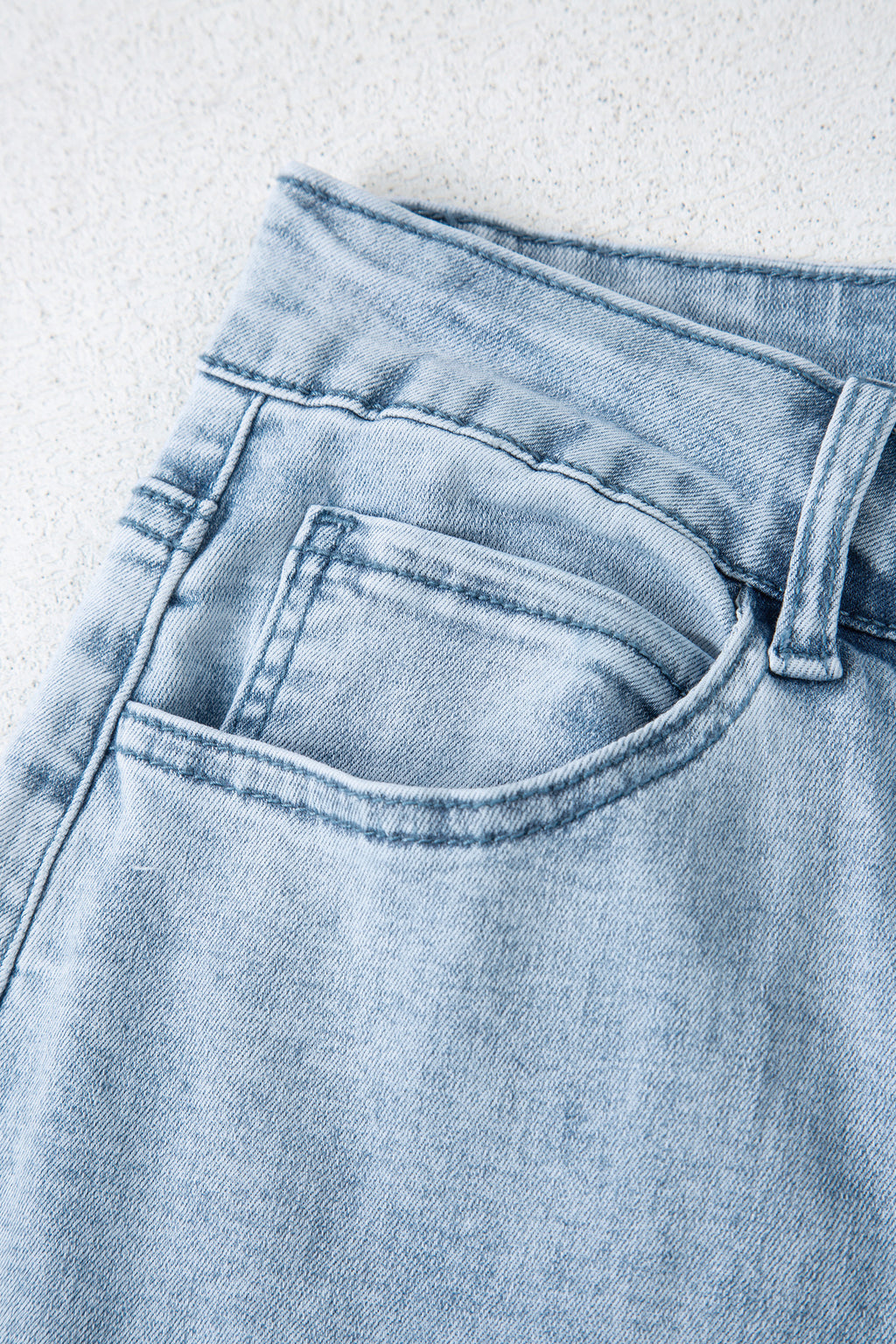 Beau Blue Bow Knot Side Detail Straight Leg Loose Jeans