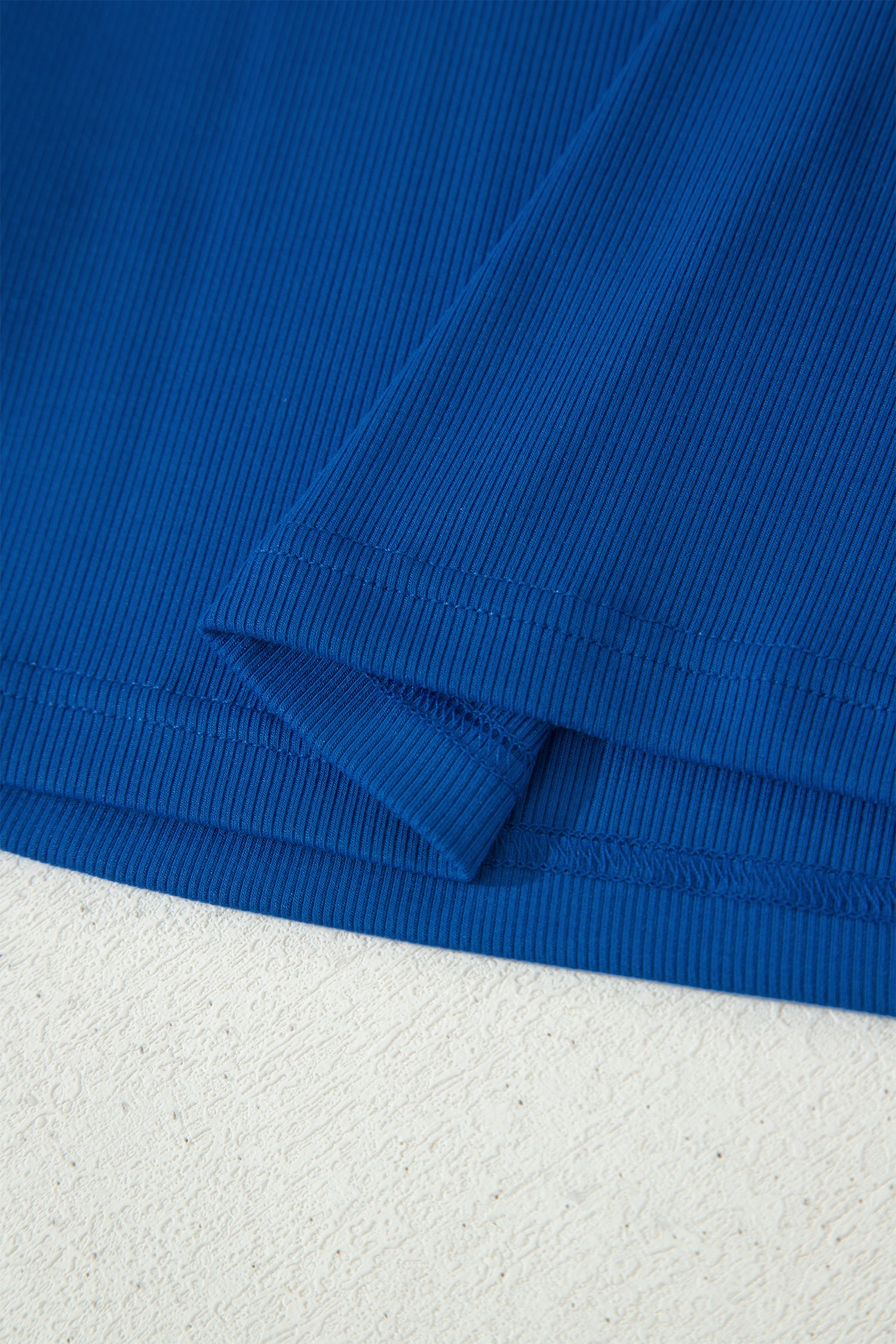 Mist Blue Ribbed Slim Tank Pocketed Wide Leg Shorts Set