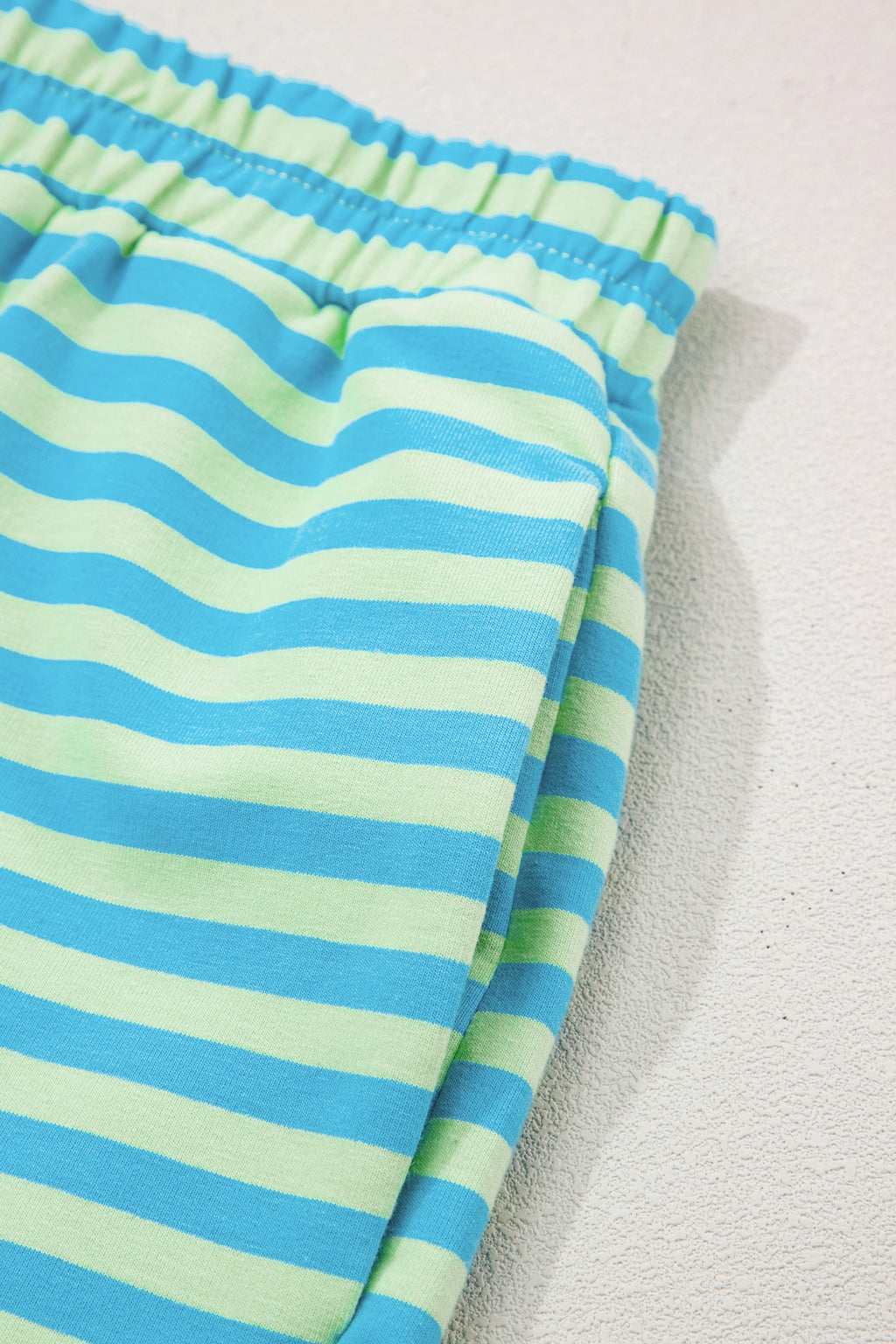 Pink Stripe Color Block Detail Long Sleeve Pullover Elastic Waist Pull On Shorts 2pcs Set