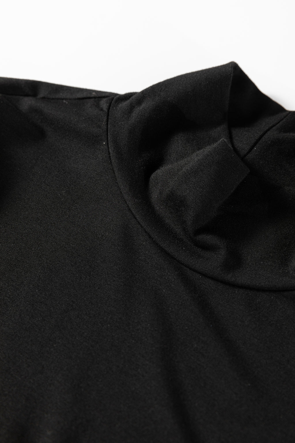 Coffee Slim Fit High Neck Long Sleeve Basic Top