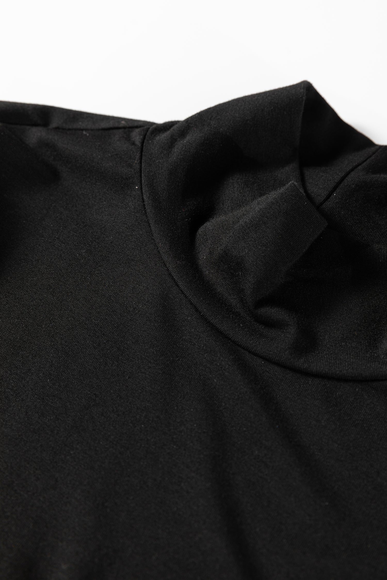 Coffee Slim Fit High Neck Long Sleeve Basic Top