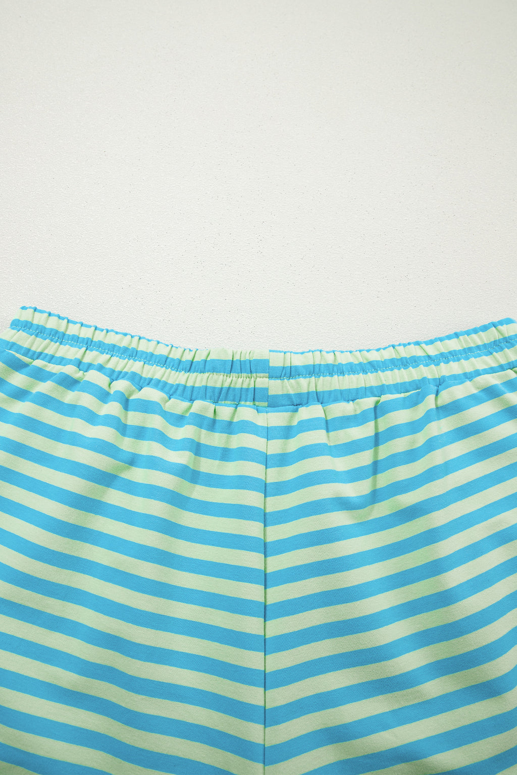 Pink Stripe Color Block Detail Long Sleeve Pullover Elastic Waist Pull On Shorts 2pcs Set