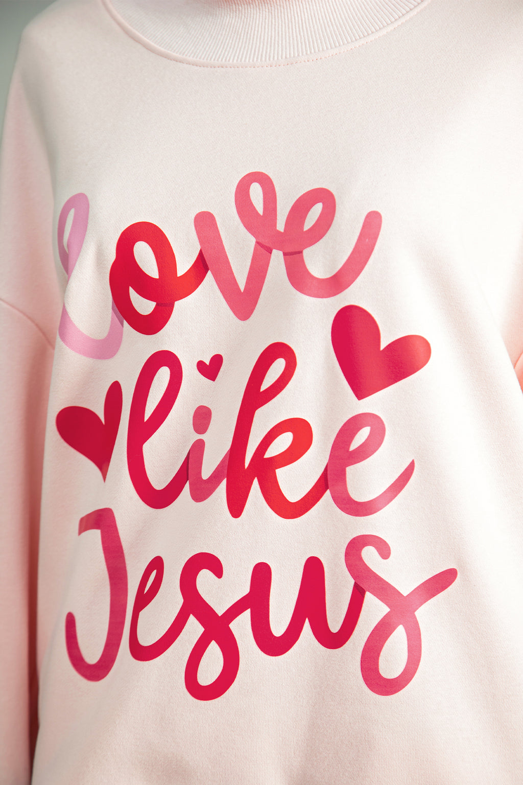 Light Pink love like Jesus Mock Neck Sweatshirt