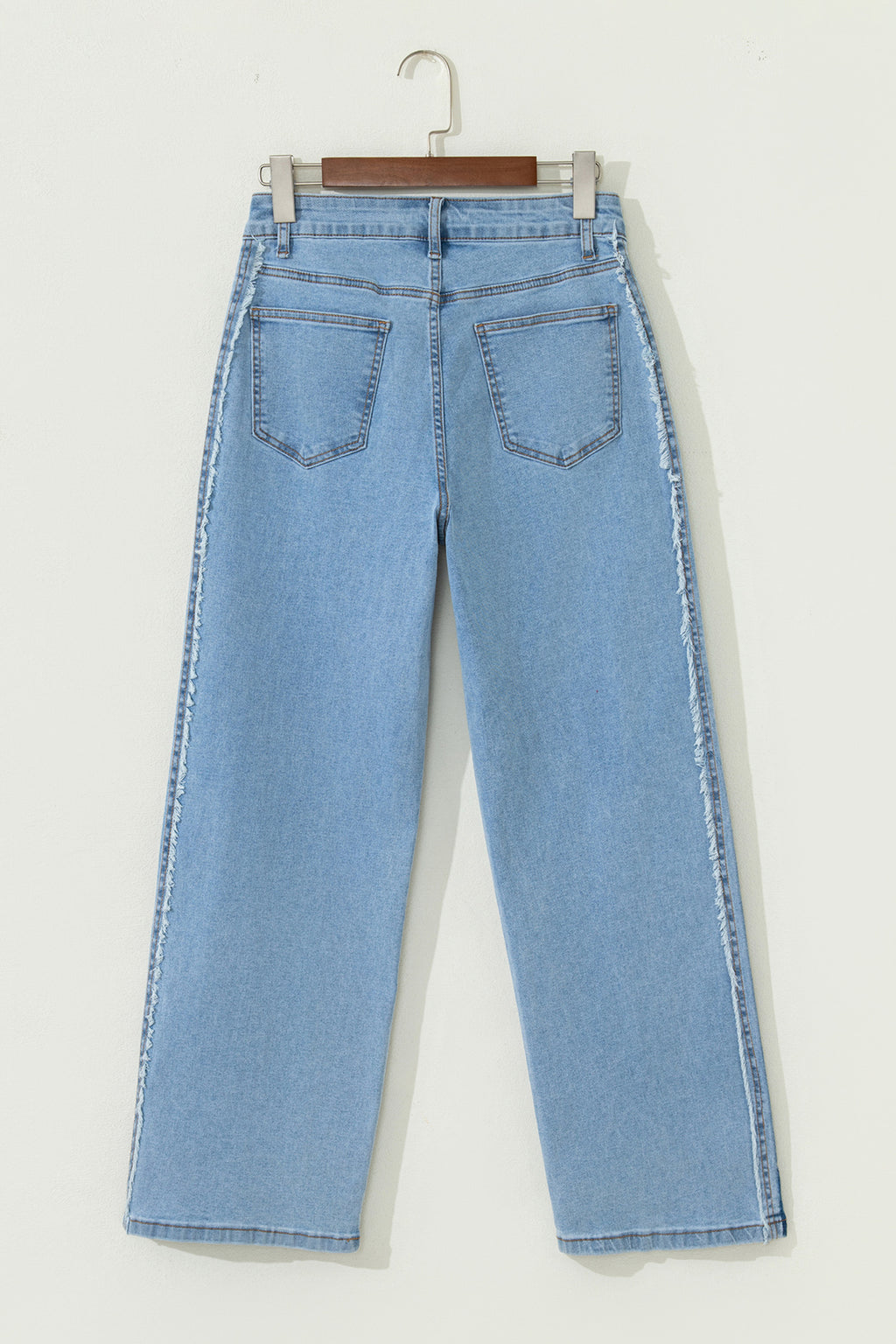 Beau Blue Contrast Stripe Frayed Side Panel Patchwork Shift Jeans