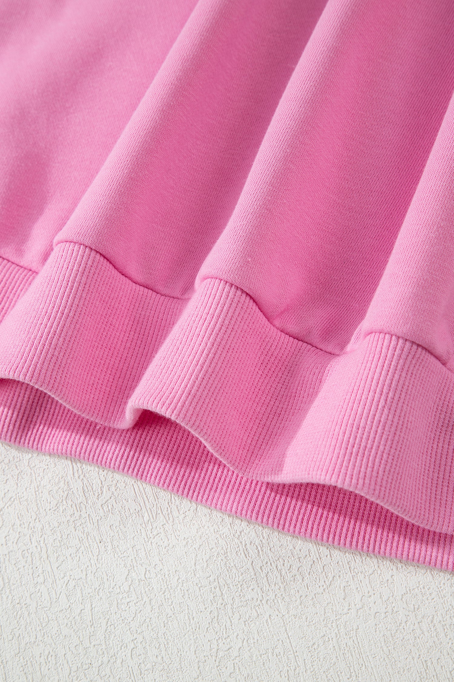 Bright Pink Polo Collar V Neck Pullover and Drawstring Sweatpants Set