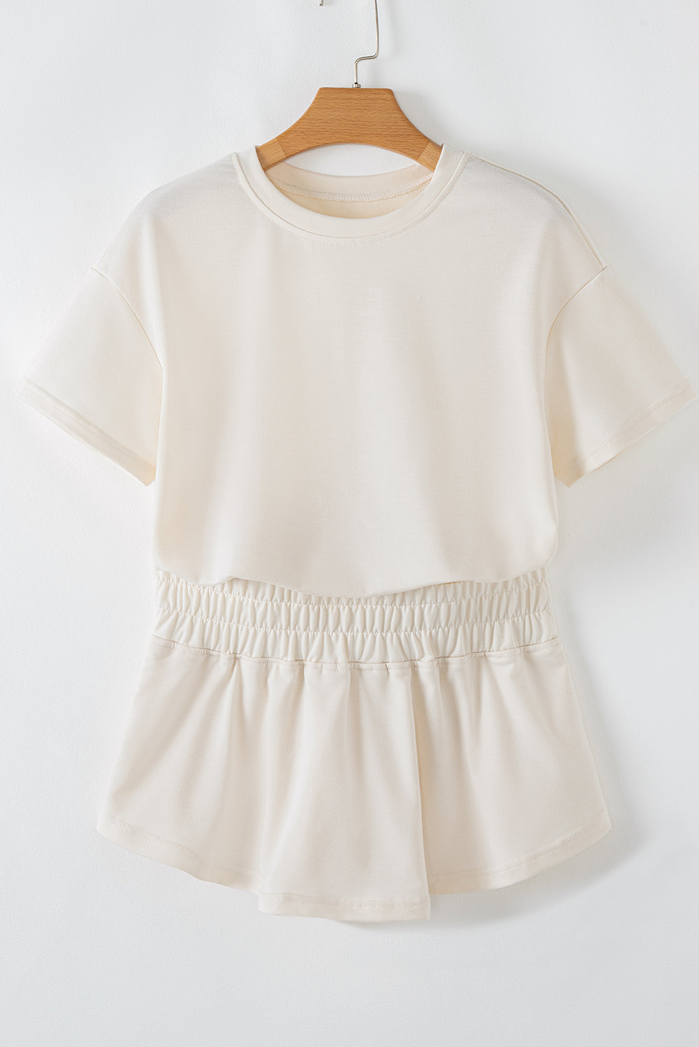 Black 2pcs Cropped Tee and Ruffle High Waist Skort Set