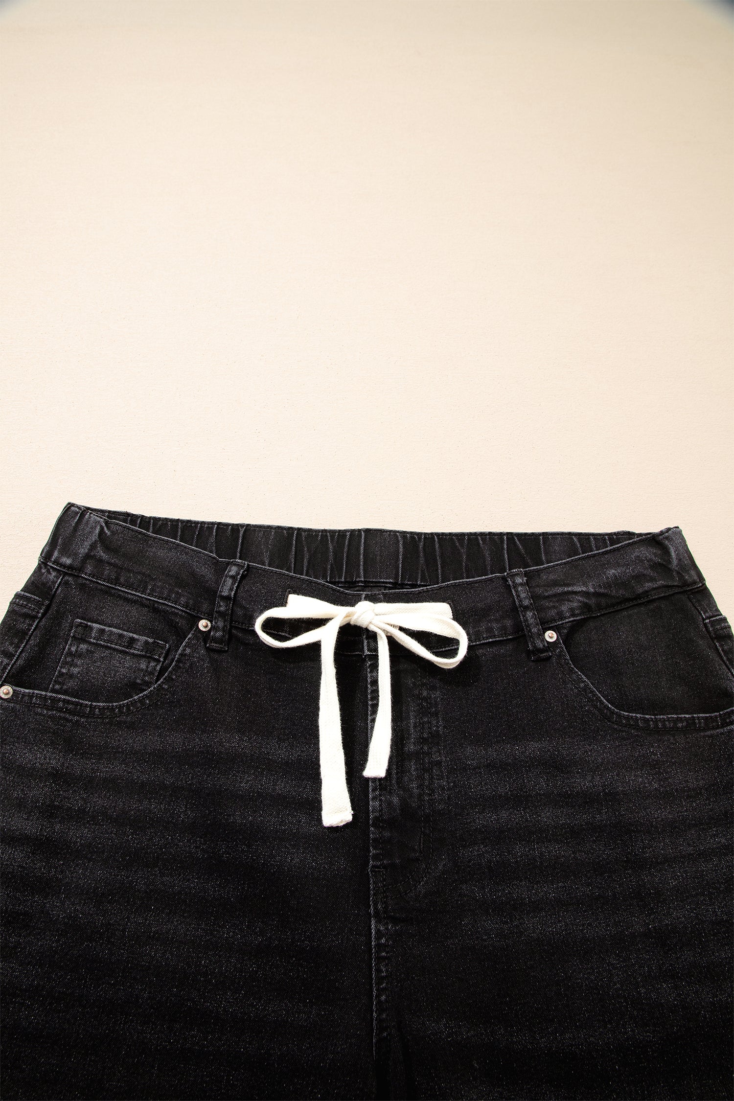 Black Acid Wash Contrast Lace-up Plus Size Jeans