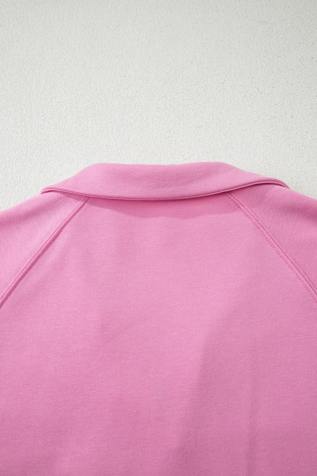 Bright Pink Polo Collar V Neck Pullover and Drawstring Sweatpants Set