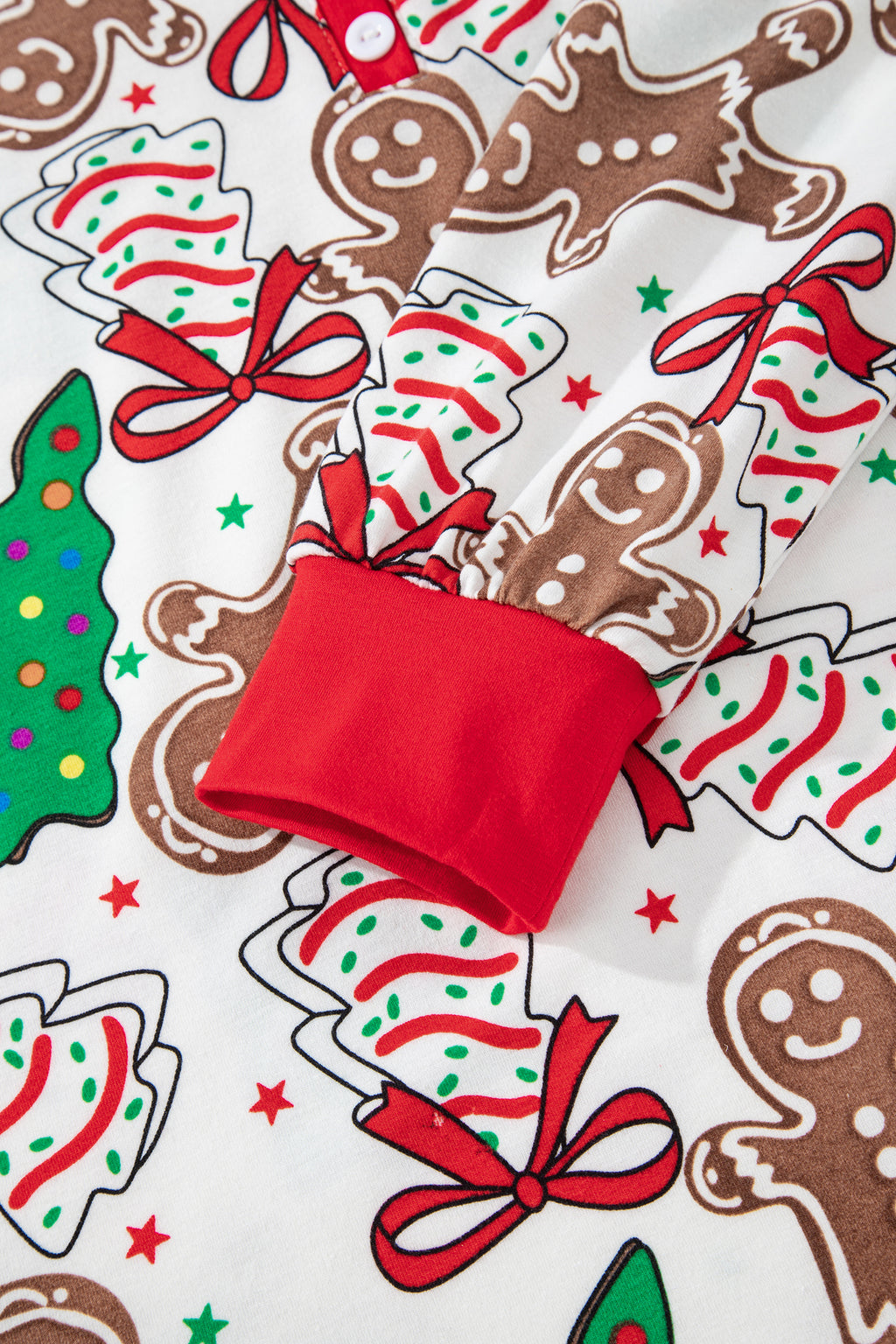 White Christmas Pattern Button V Neck Pullover Drawstring Pants 2pcs Lounge Set